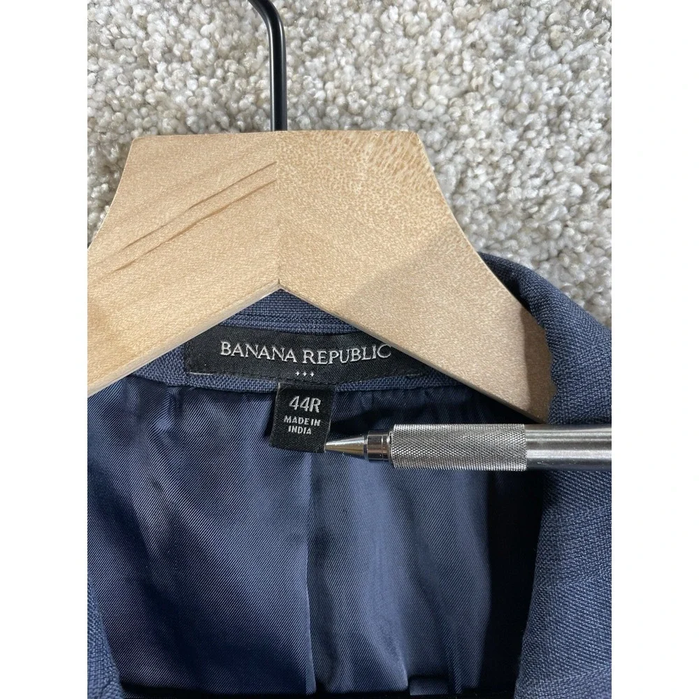 Banana‎ Republic Blazer Mens 44R Blue Glen Plaid Slim Fit Two Button Sport Coat